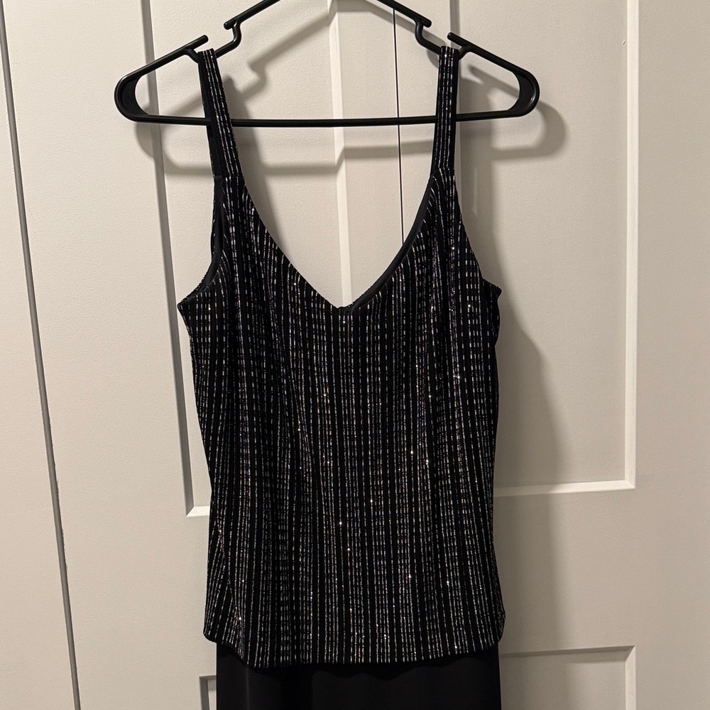 Alex Evenings Elegant Black Dress with Silver Detailing - Picture 4 of 10